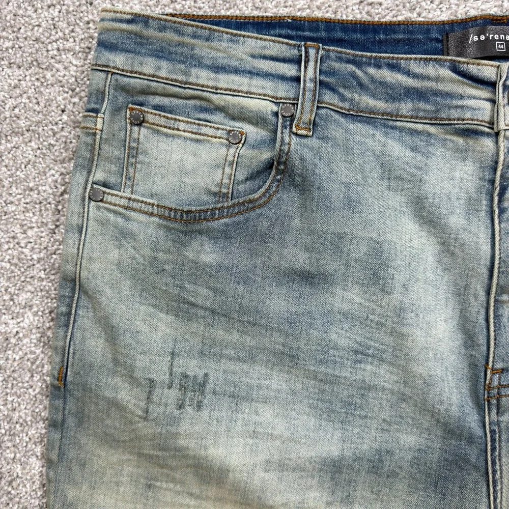 SERENEDE Jeans Men's 44x34 Light Wash Stretch Skinny Denim